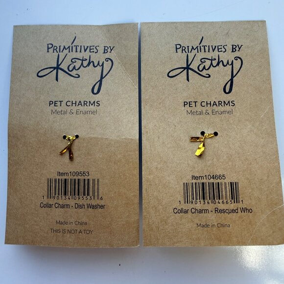 Primitives By Kathy Pet Charms Metal & Enamel Dishwasher & Rescued Who - Picture 4 of 4